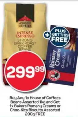 Pick n Pay Buy Any House of Coffees Beans Assorted and Get Bakers Romany Creams or Choc-Kits Biscuits Assorted FREE offer