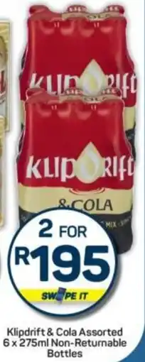 Pick n Pay Klipdrift & Cola Assorted Non-Returnable offer