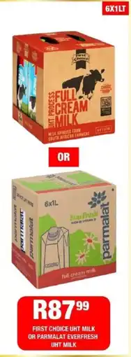 Take 'n Pay First choice uht milk or parmalat everfresh uht milk offer