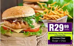 Take 'n Pay Chicken Fillet Burger + Chips offer