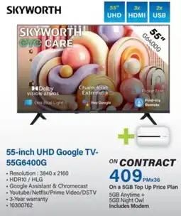Incredible Connection SKYWORTH 55-inch UHD Google TV-55G6400G offer