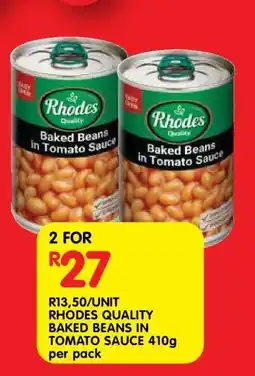 Shoprite RHODES QUALITY BAKED BEANS IN TOMATO SAUCE 410g offer