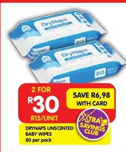 Shoprite DRYNAPS UNSCENTED BABY WIPES offer