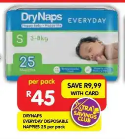 Shoprite DRYNAPS EVERYDAY DISPOSABLE NAPPIES 25 per pack offer