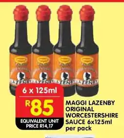 Shoprite MAGGI LAZENBY ORIGINAL WORCESTERSHIRE SAUCE 6x125ml per pack offer