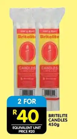 Shoprite BRITELITE CANDLES 450g offer