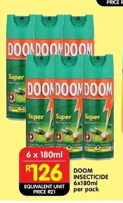 Shoprite DOOM INSECTICIDE 6x180ml per pack offer