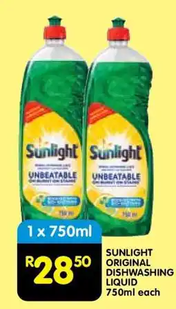 Shoprite SUNLIGHT ORIGINAL DISHWASHING LIQUID 750ml each offer
