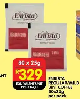 Shoprite ENRISTA REGULAR/MILD 3in1 COFFEE 80x25g per pack offer