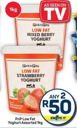 Pick n Pay Hypermarket PnP Low Fat Yoghurt Assorted 1kg offer