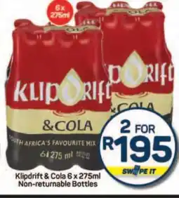 Pick n Pay Hypermarket Klipdrift & Cola 6 x 275ml offer