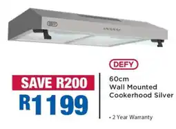 OK Furniture DEFY 60cm Wall Mounted Cookerhood Silver offer