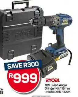 Pick n Pay Hypermarket RYOBI 18V Li-ion Angle Grinder Kit 115mm offer