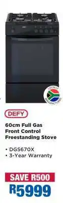 OK Furniture DEFY 60cm Full Gas Front Control Freestanding Stove offer