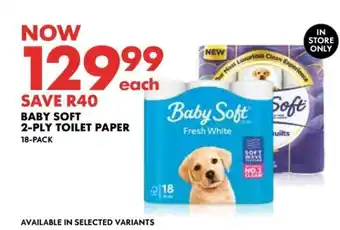 Woolworths BABY SOFT 2-PLY TOILET PAPER offer