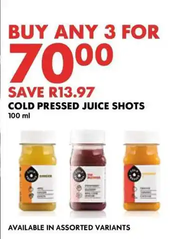 Woolworths Cold Pressed Juice Shots offer