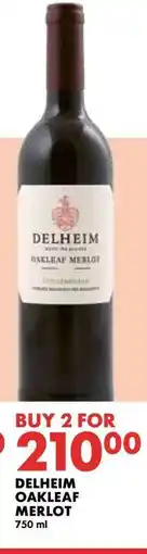 Woolworths DELHEIM OAKLEAF MERLOT offer