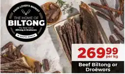 Food Lover's Market Beef Biltong or Droëwors offer