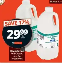 Checkers Housebrand Full Cream/Low Fat Fresh Milk offer