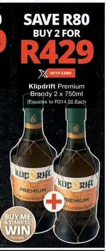 Checkers Klipdrift Premium Brandy offer