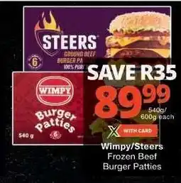 Checkers Wimpy/Steers Frozen Beef Burger Patties offer