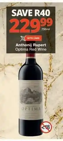 Checkers Anthonij Rupert Optima Red Wine offer