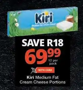 Checkers Kiri Medium Fat Cream Cheese Portions offer