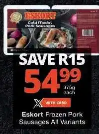 Checkers Eskort Frozen Pork Sausages offer