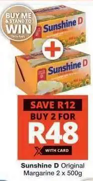 Checkers Sunshine D Original Margarine 2 x 500g offer
