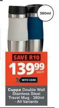 Checkers Cuppa Double Wall Stainless Steel Travel Mug offer