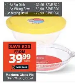Checkers Marinex Glass Pie Dish/Mixing Bowl offer