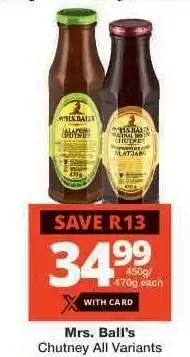 Checkers MRS. BALL'S CHUTNEY all variants offer