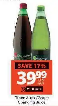 Checkers Tiser Apple/Grape Sparkling Juice offer