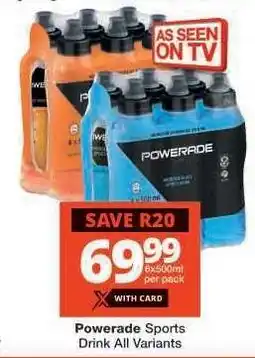 Checkers Powerade Sports Drink All Variants offer