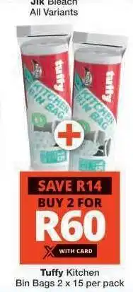 Checkers Tuffy Kitchen Bin Bags offer