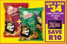 Shoprite Simba potato chips all variants offer