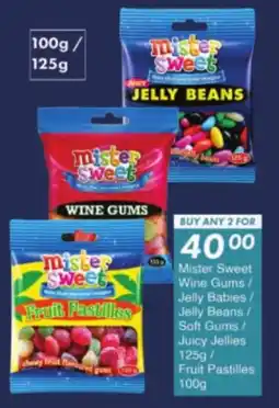 President Hyper Mister Sweet Wine Gums/ Jelly Babies/ Jelly Beans/ Soft Gums/ Juicy Jellies/ Fruit Pastilles offer
