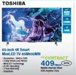 Incredible Connection TOSHIBA 65-inch 4K Smart MiniLED TV-65M650MN offer