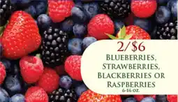 Blueberries, strawberries, blackberries or raspberries
