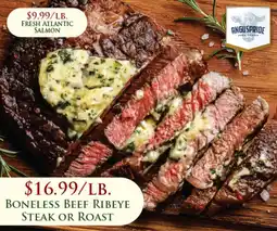 Boneless beef ribeye steak or roast