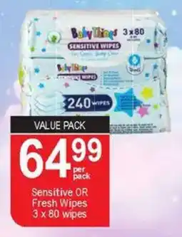 Dis-Chem Baby Things Sensitive OR Fresh Wipes offer