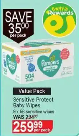 Dis-Chem Pampers Sensitive Protect Baby Wipes offer