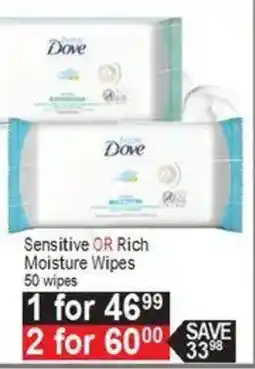 Dis-Chem Dove Sensitive OR Rich Moisture Wipes offer