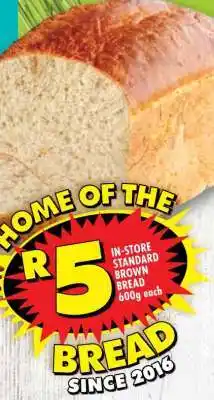 Shoprite IN-STORE STANDARD BROWN BREAD 600g offer