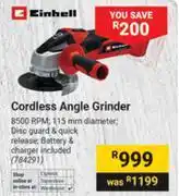 Builders Warehouse Einhell Cordless Angle Grinder offer