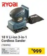 Builders Warehouse Ryobi 18V Li-Ion 3 In 1 Cordless Sander offer