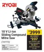 Builders Warehouse Ryobi 18V Li-Ion Sliding Compound Mitre Saw offer
