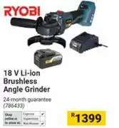 Builders Warehouse Ryobi 18V Li-Ion Brushless Angle Grinder offer