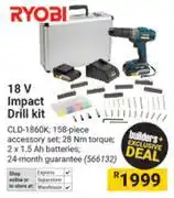 Builders Warehouse Ryobi 18V Impact Drill Kit offer