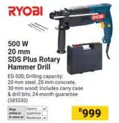 Builders Warehouse Ryobi 500W 20mm SDS plus Rotary Hammer Drill offer